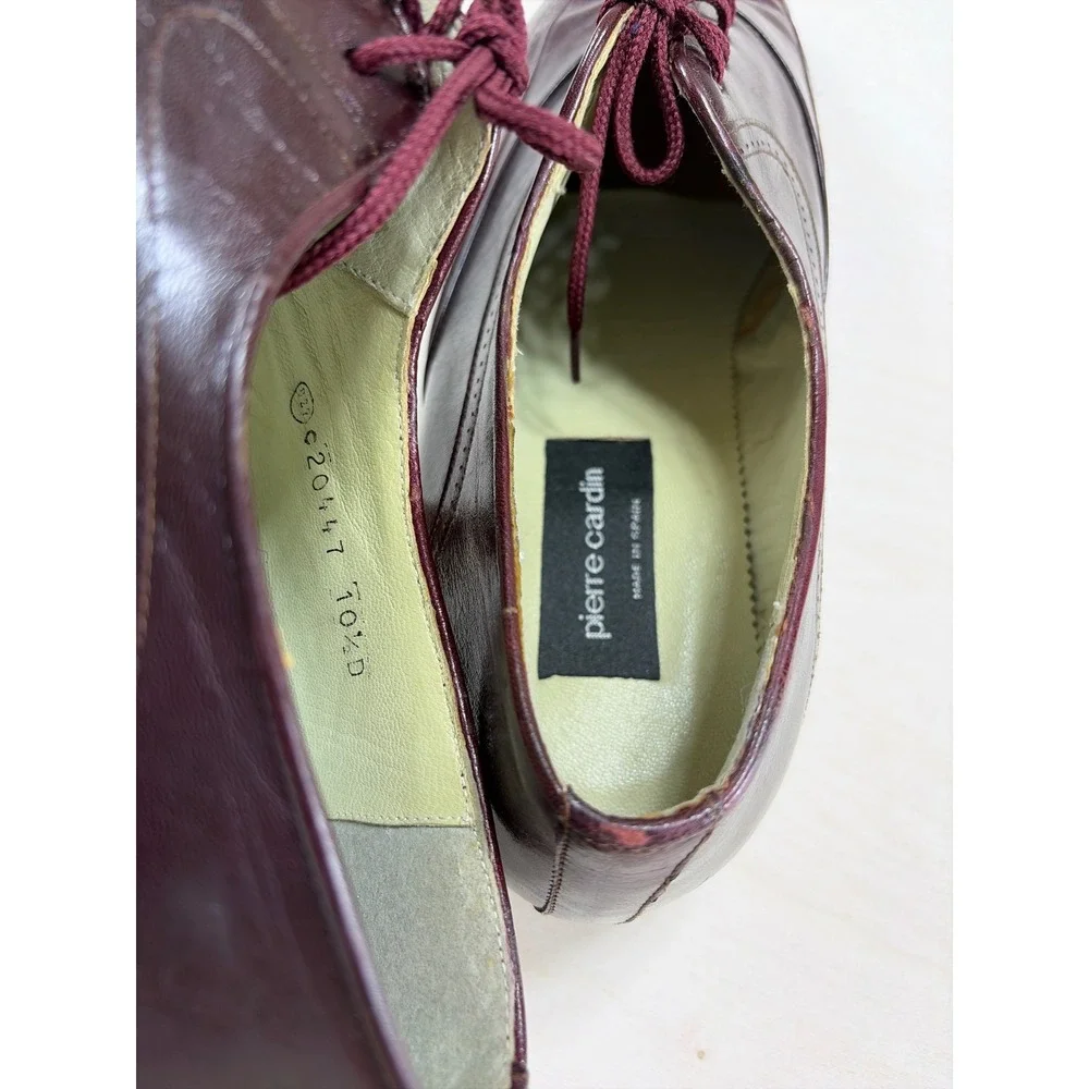 Pierre Cardin Mens Burgundy Leather Wingtip Oxfords Dress Shoes Size10.5 D Spain